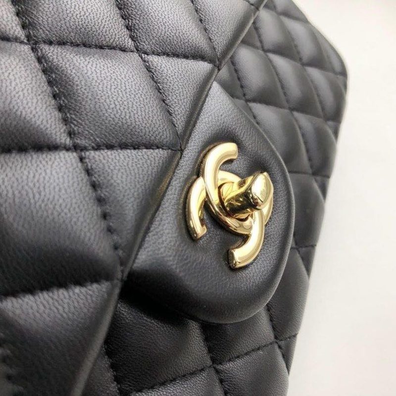 CHL Classic Handbag Gold Toned Hardware Black For Women, Women’s Bags, Shoulder And Crossbody Bags 10.2in/26cm A01112 - Image 9