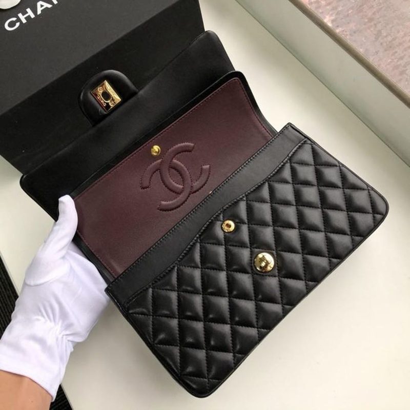 CHL Classic Handbag Gold Toned Hardware Black For Women, Women’s Bags, Shoulder And Crossbody Bags 10.2in/26cm A01112 - Image 8