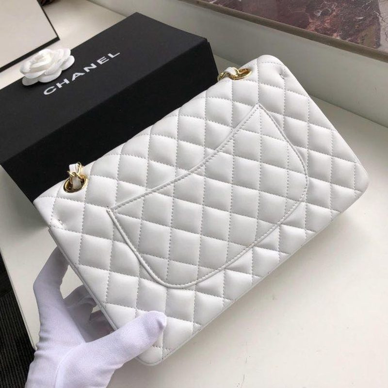 CHL Classic Handbag Gold Toned Hardware White For Women, Women’s Bags, Shoulder And Crossbody Bags 10.2in/26cm A01112 - Image 10