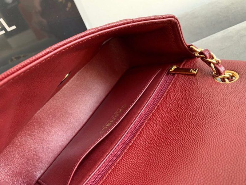 CHL Classic HandBag Gold Toned Hardware Burgundy For Women 7.8in/20cm - Image 8