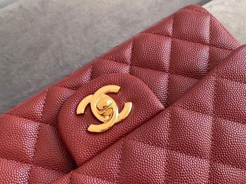 CHL Classic HandBag Gold Toned Hardware Burgundy For Women 7.8in/20cm - Image 5
