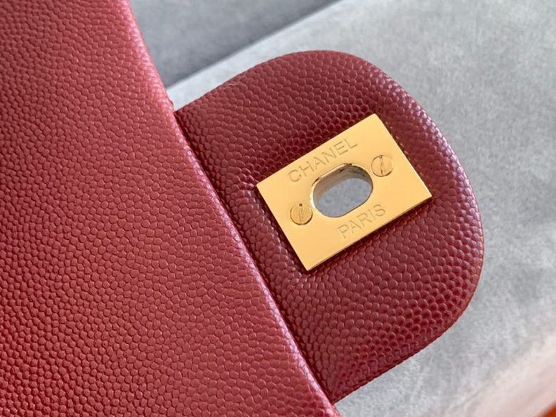 CHL Classic HandBag Gold Toned Hardware Burgundy For Women 7.8in/20cm - Image 6