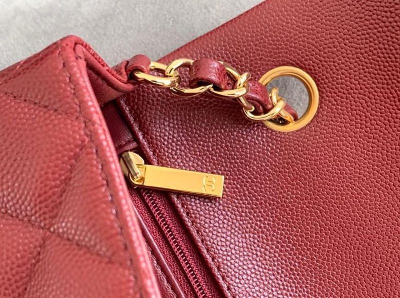 CHL Classic HandBag Gold Toned Hardware Burgundy For Women 7.8in/20cm - Image 7