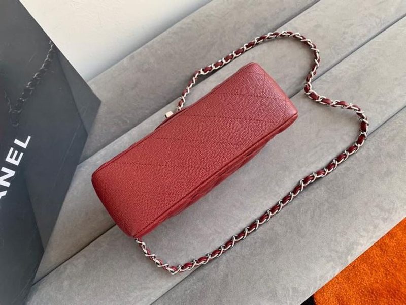 CHL Classic HandBag Silver Hardware Burgundy For Women 7.8in/20cm - Image 4