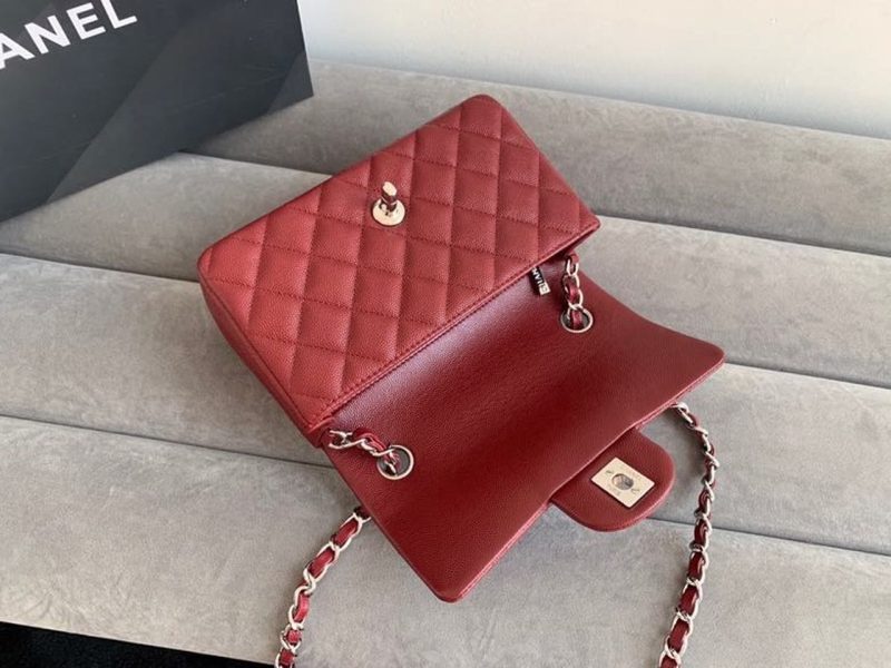 CHL Classic HandBag Silver Hardware Burgundy For Women 7.8in/20cm - Image 6