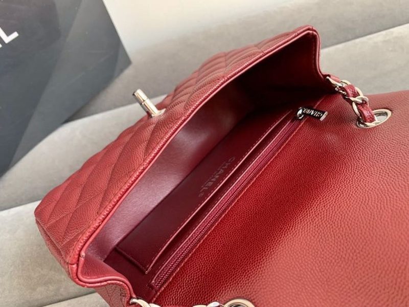CHL Classic HandBag Silver Hardware Burgundy For Women 7.8in/20cm - Image 9