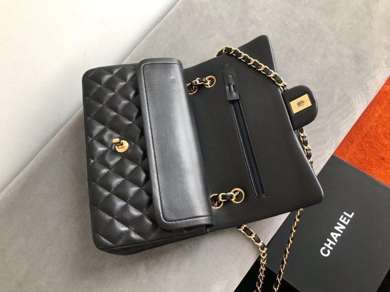 CHL Classic Flap Bag 25cm Gold Hardware Lambskin Leather Spring/Summer Collection Black - Image 6