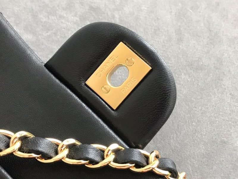 CHL Classic Flap Bag 25cm Gold Hardware Lambskin Leather Spring/Summer Collection Black - Image 9