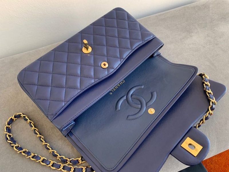 CHL Classic HandBag Navy Blue For Women 9.9in/25.5cm A01112 - Image 9