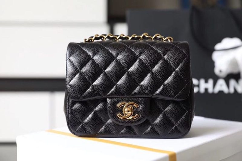 CHL Classic Mini Flap Bag Gold Toned Hardware Black For Women 6.7in/17cm - Image 2