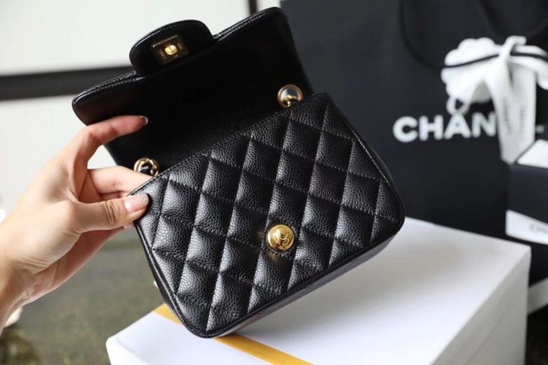 CHL Classic Mini Flap Bag Gold Toned Hardware Black For Women 6.7in/17cm - Image 4