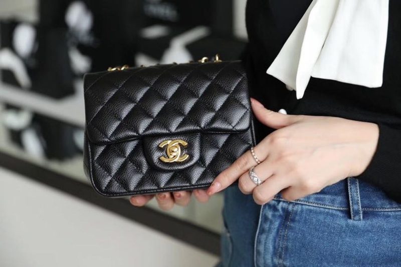 CHL Classic Mini Flap Bag Gold Toned Hardware Black For Women 6.7in/17cm - Image 9