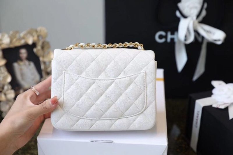 CHL Classic Mini Flap Bag Golden Hardware White For Women 6.6in/17cm A35200 - Image 6