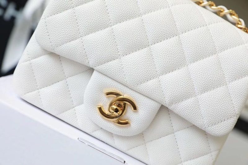 CHL Classic Mini Flap Bag Golden Hardware White For Women 6.6in/17cm A35200 - Image 7