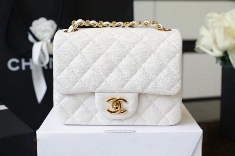 CHL Classic Mini Flap Bag Golden Hardware White For Women 6.6in/17cm A35200 - Image 2