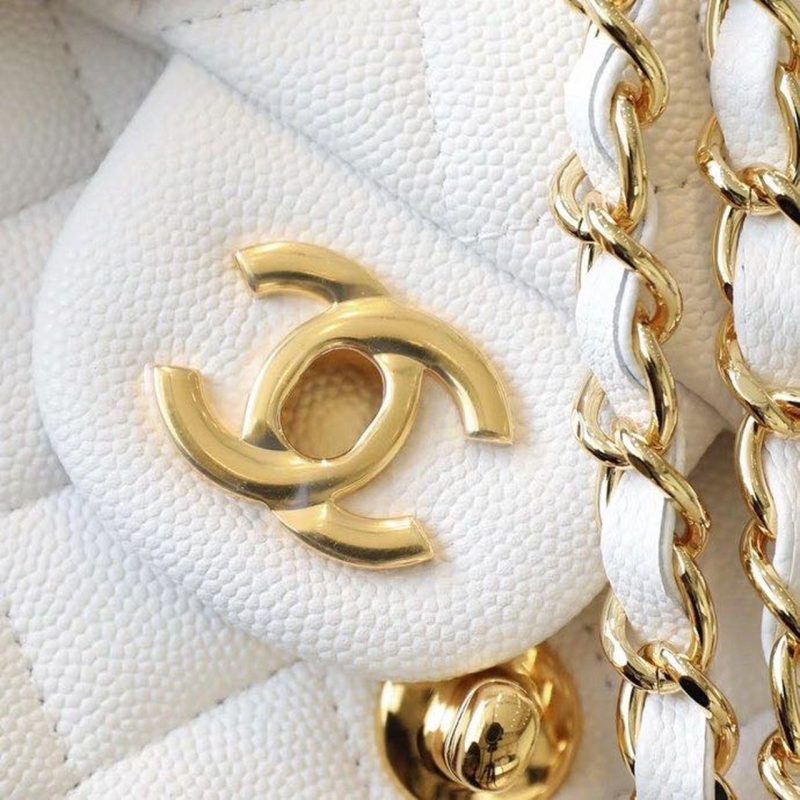 CHL Classic Mini Flap Bag Golden Hardware White For Women 6.6in/17cm A35200 - Image 10