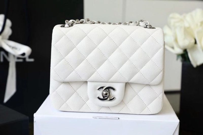 CHL Classic Mini Flap Bag Silver Hardware White For Women 6.6in/17cm A35200 - Image 2