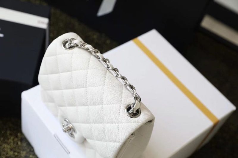 CHL Classic Mini Flap Bag Silver Hardware White For Women 6.6in/17cm A35200 - Image 5