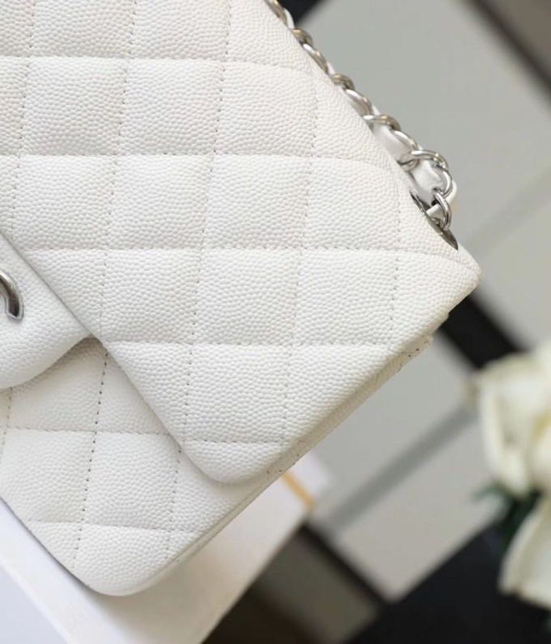 CHL Classic Mini Flap Bag Silver Hardware White For Women 6.6in/17cm A35200 - Image 7