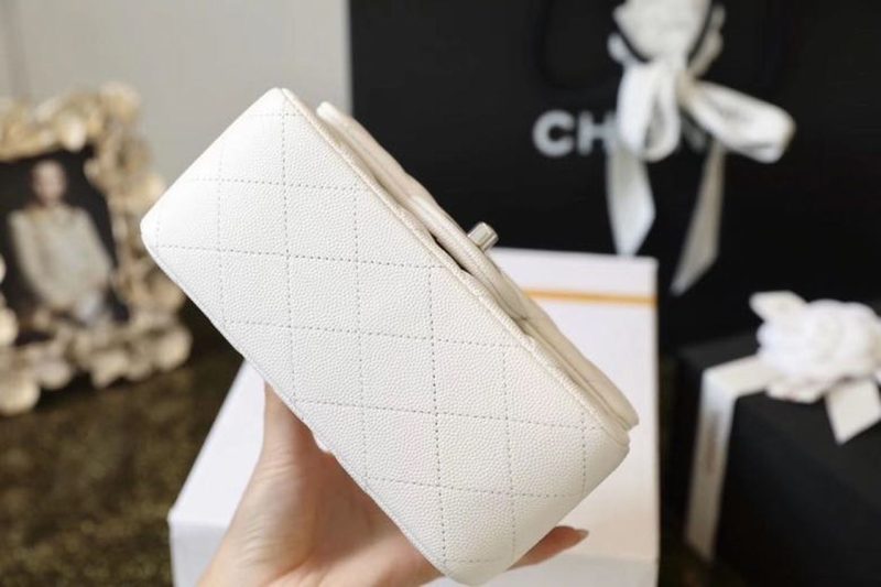 CHL Classic Mini Flap Bag Silver Hardware White For Women 6.6in/17cm A35200 - Image 6