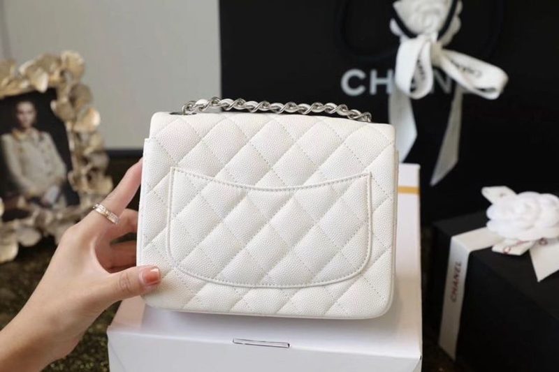 CHL Classic Mini Flap Bag Silver Hardware White For Women 6.6in/17cm A35200 - Image 8