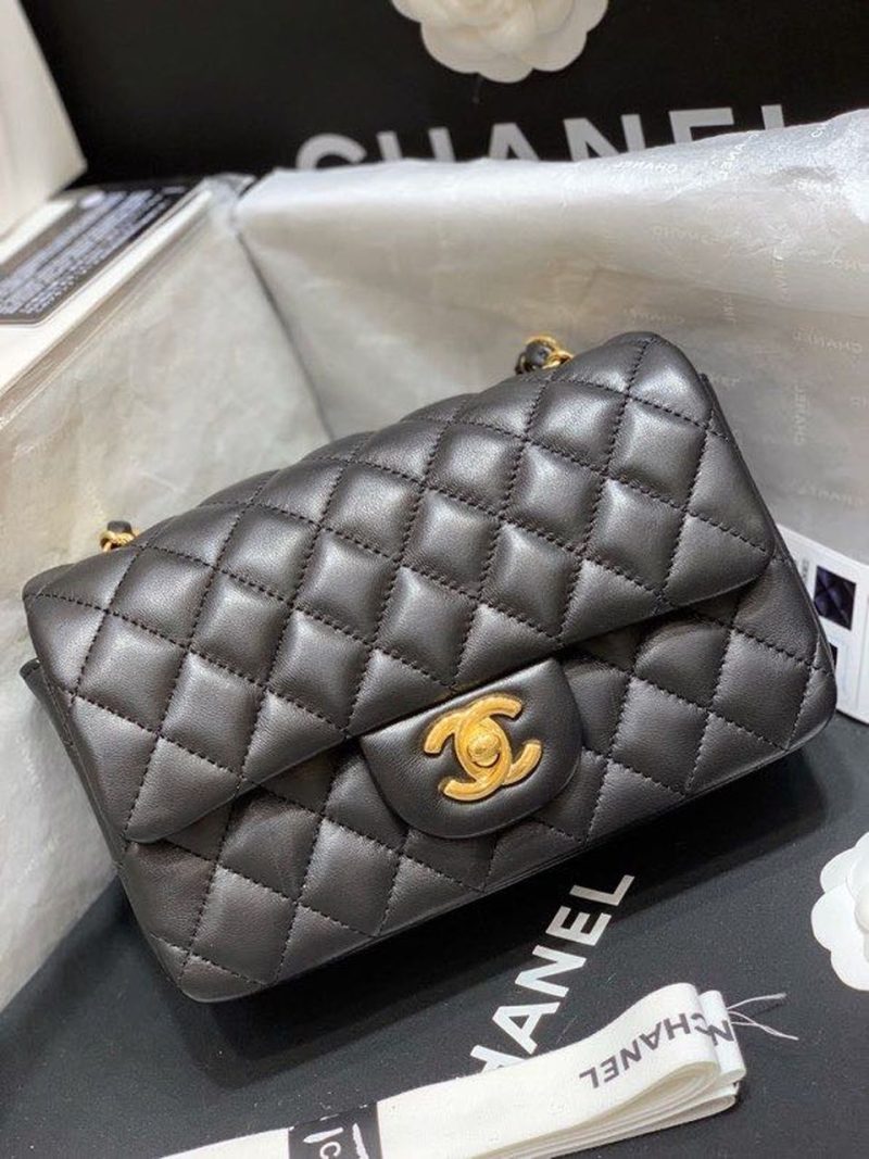 CHL Classic Flap Bag Gold Toned Hardware Black For Women, Women’s Bags, Shoulder And Crossbody Bags 7.8in/20cm A01116 - Image 4