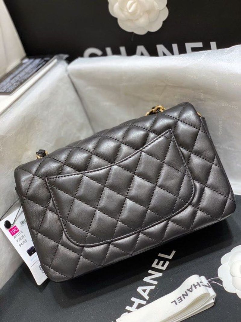 CHL Classic Flap Bag Gold Toned Hardware Black For Women, Women’s Bags, Shoulder And Crossbody Bags 7.8in/20cm A01116 - Image 7