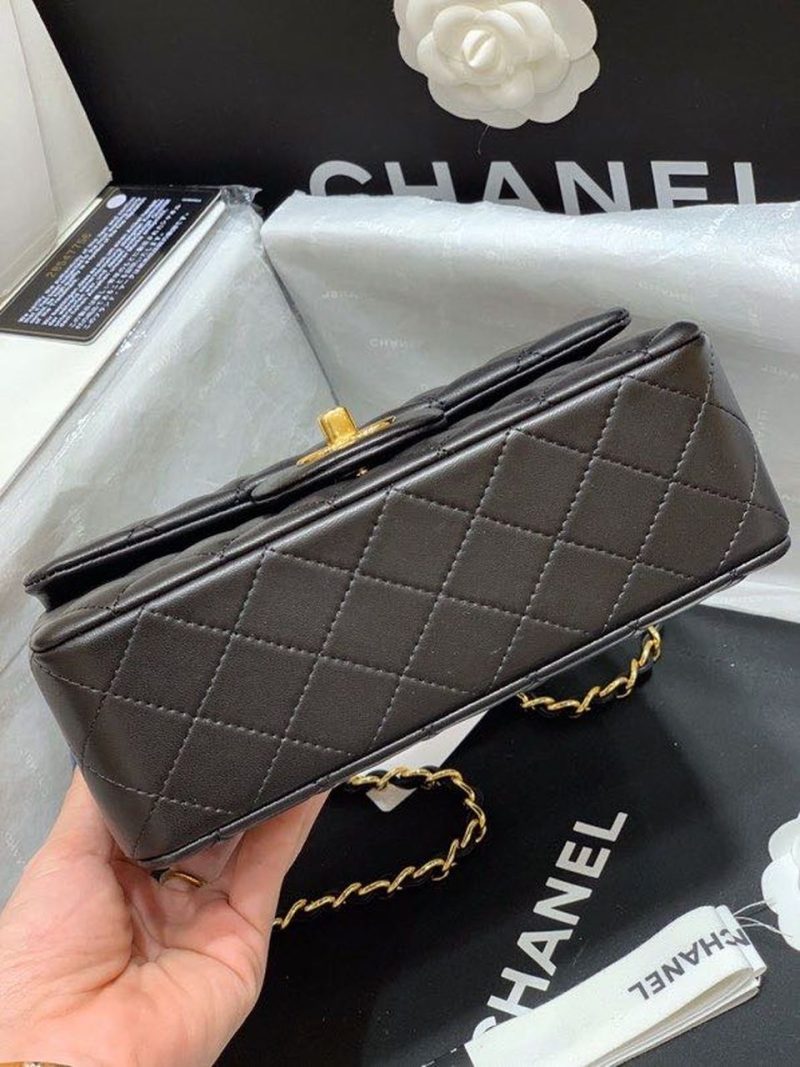 CHL Classic Flap Bag Gold Toned Hardware Black For Women, Women’s Bags, Shoulder And Crossbody Bags 7.8in/20cm A01116 - Image 9