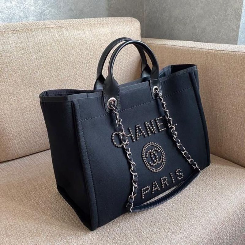 CHL Large Deauville Pearl Tote Bag Black For Women, Women’s Handbags, Shoulder Bags 15in/38cm A66941