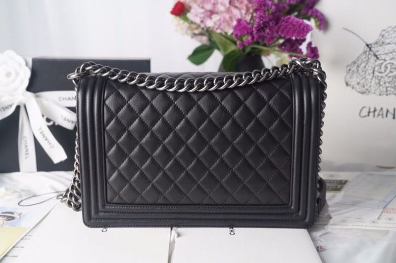 CHL LeBoy Bag 28cm Lambskin Leather Antique Silver Hardware Spring/Summer Collection, Black - Image 4