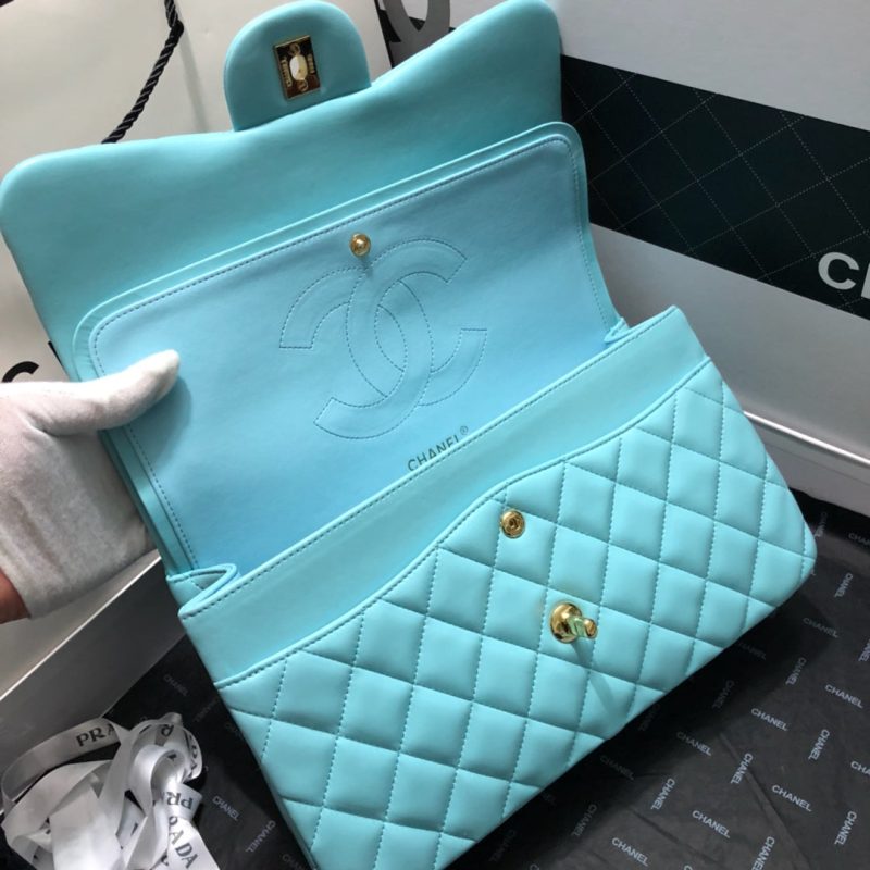 CHLLarge Classic Handbag Gold Hardware Blue For Women, Women’s Handbags, Shoulder Bags 11.8in/30cm - Image 5