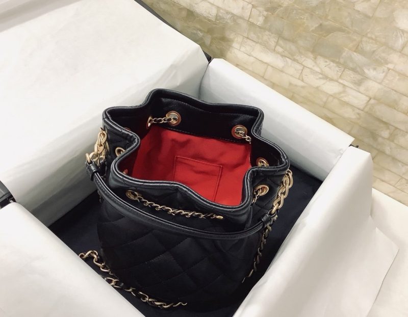 CHL Classic Bucket Bag Gold Toned Hardware Black For Women 7.8in/20cm - Image 3