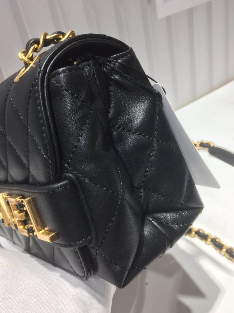 CHLFront Logo Small Flap Bag Gold Hardware Black For Women, Women’s Handbags, Shoulder Bags 8.2in/21cmAS1490 - Image 8