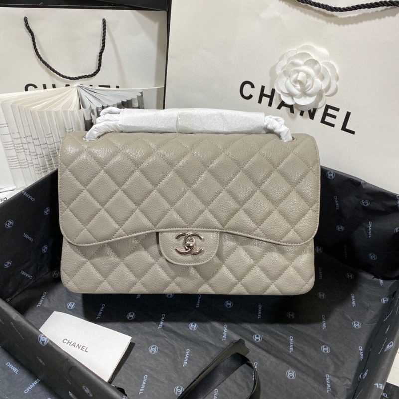 CHLLarge Classic Handbag Silver Hardware Grey For Women, Women’s Handbags, Shoulder Bags 11.8in/30cm