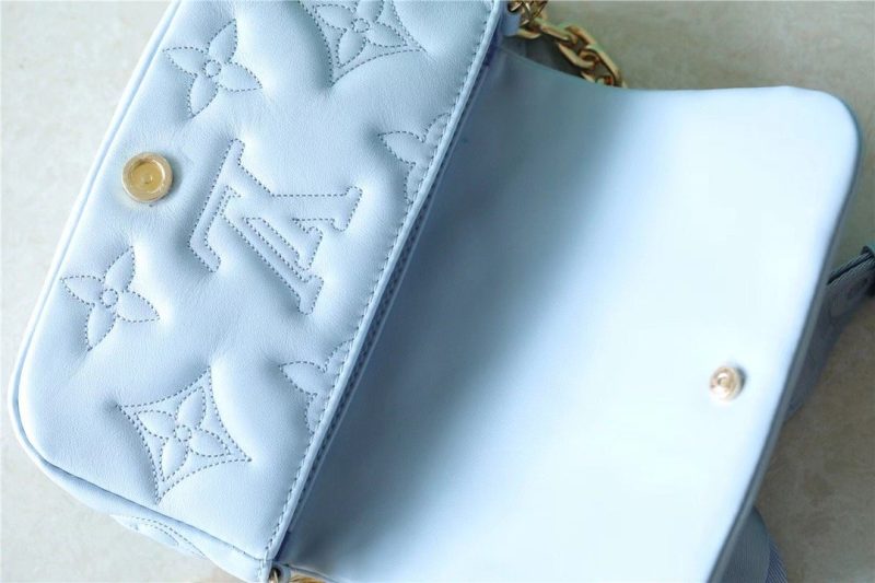 LV Wallet On Strap Bubblegram Monogram In Wallets and Small Leather Goods For Women Bleu Glacier Blue 7.9in/20cm LV M81399 - Image 2