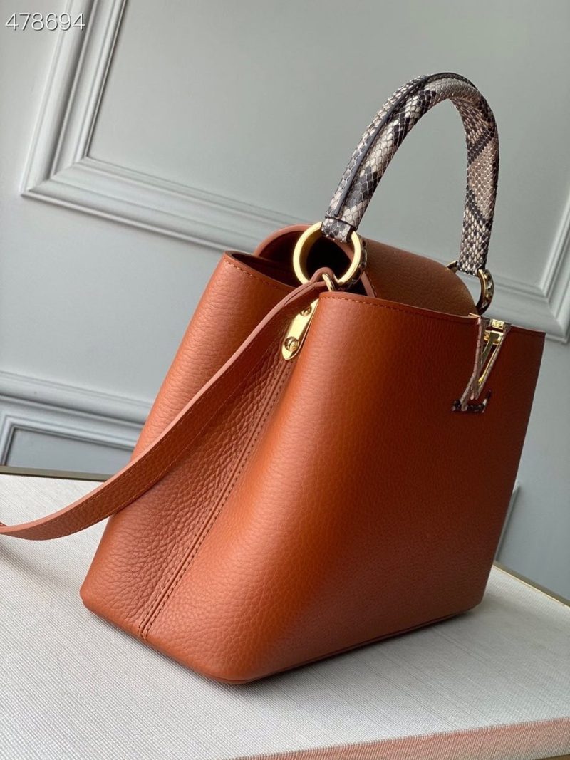 LV Woven Capucines Python Handle Bag 31cm Taurillon Leather Spring/Summer 2021 Collection N98388, Cognac - Image 2