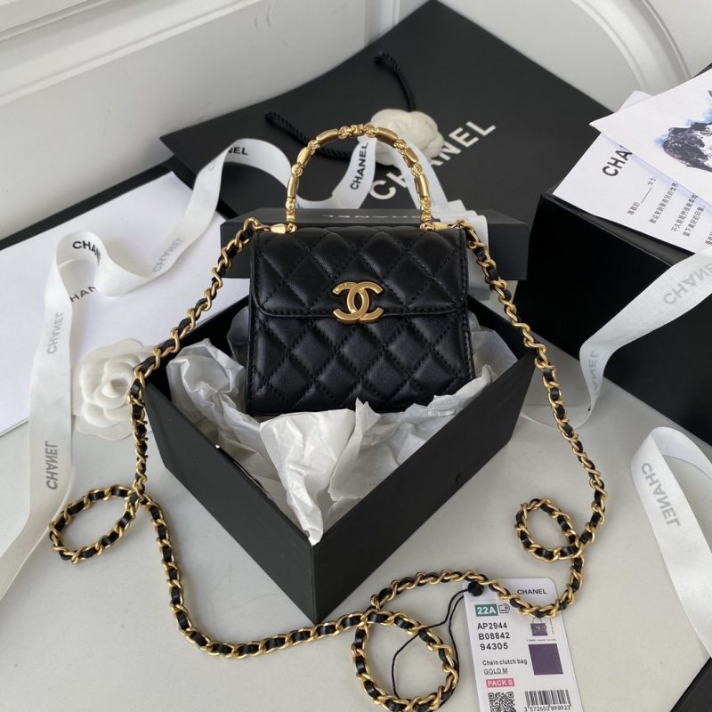CHL Clutch With Chain Gold Hardware Black For Women, Women’s Handbags, Shoulder Bags 5.7in/14.5cm AP2945