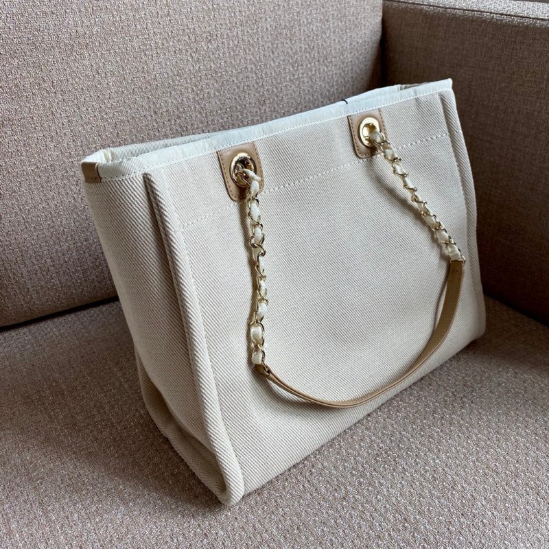 CHL Deauville Tote Tweed Bag Summer Collection White For Women 15.7in/40cm - Image 3
