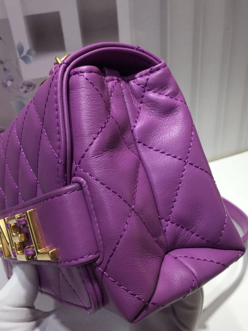 CHLFront Logo Small Flap Bag Gold Hardware Purple For Women, Women’s Handbags, Shoulder Bags 8.2in/21cm AS1490 - Image 6