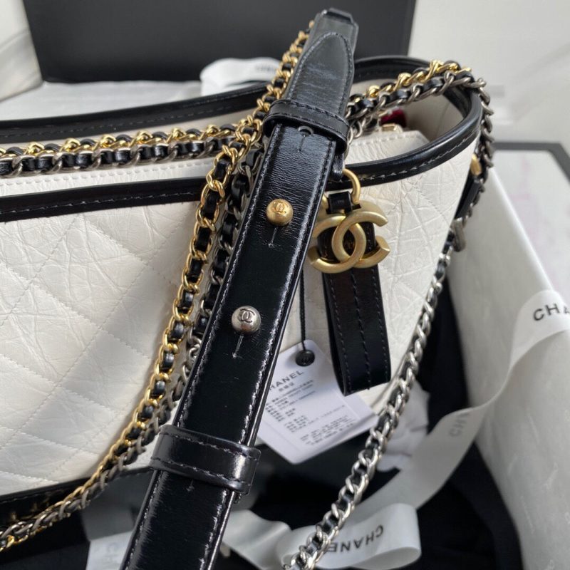 CHLGabrielle Hobo Handbag White/Black For Women, Women’s Bags, Shoulder And Crossbody Bags 9.8in/25cm A93824 Y61477 C0200 - Image 8