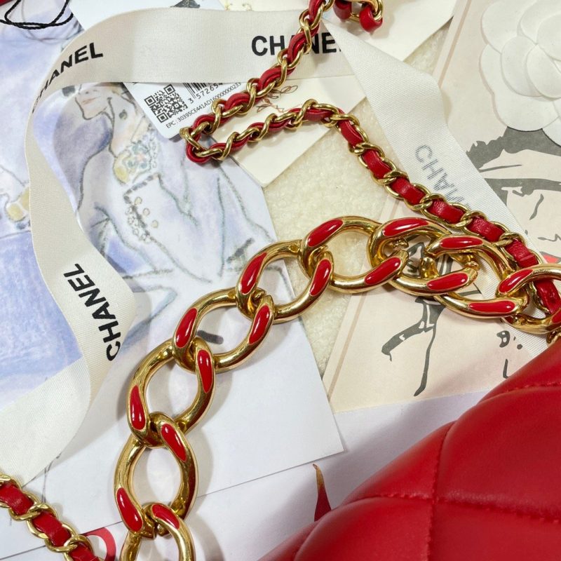 CHL Flap Bag Gold Hardware Red For Women, Women’s Handbags, Shoulder Bags 7.9in/20cm AS3366 - Image 9