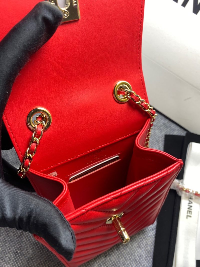 CHL Chevron Trendy CHL Phone Red Bag For Women 18cm/7in - Image 4