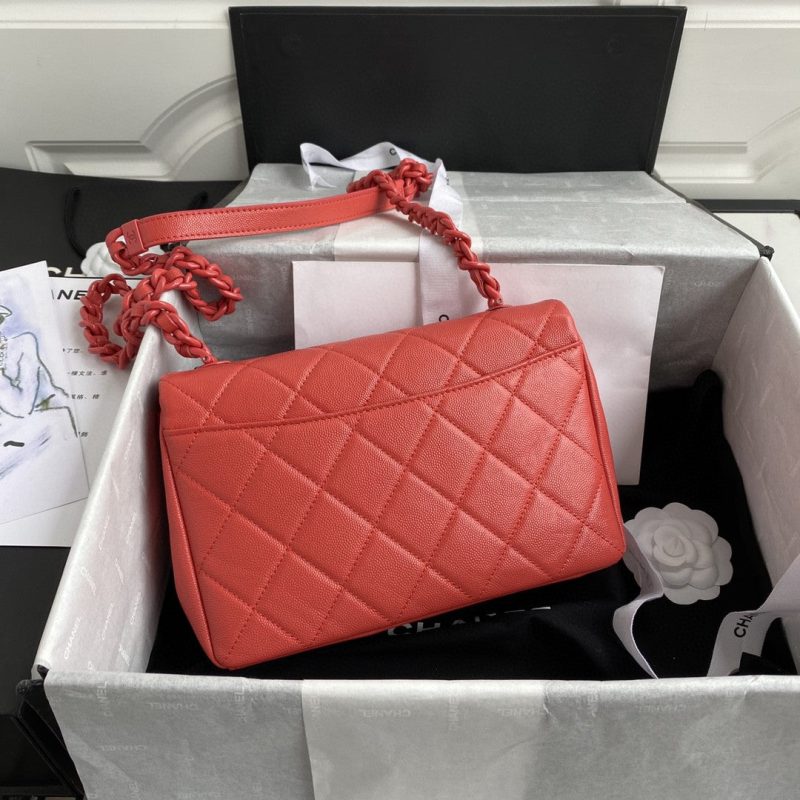 CHLFlap Bag Red Hardware Grained Red For Women, Women’s Handbags, Shoulder Bags 9.4in/24cm AS2303 - Image 9