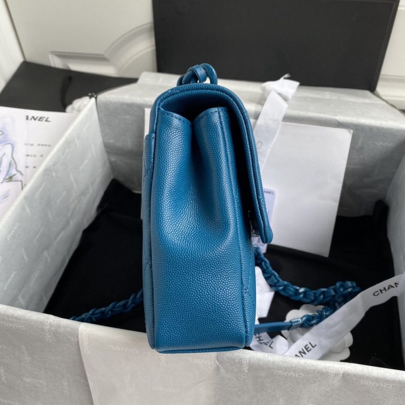 CHLFlap Bag Red Hardware Grained Blue For Women, Women’s Handbags, Shoulder Bags 9.4in/24cm AS2303 - Image 5