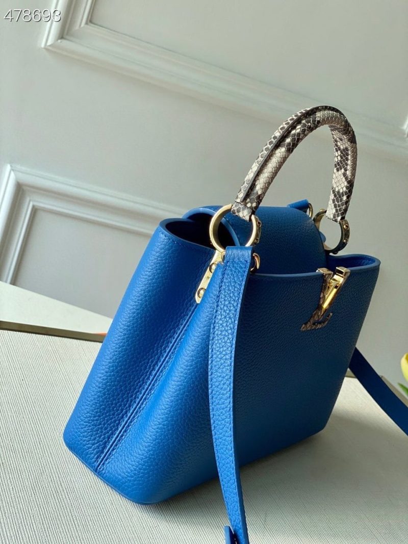 LV Woven Capucines Python Handle Bag 27cm Taurillon Leather Spring/Summer 2021 Collection N98388, Blue - Image 2
