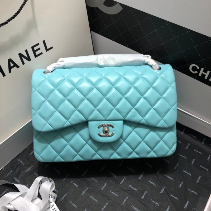 CHLLarge Classic Handbag Gold Hardware Blue For Women, Women’s Handbags, Shoulder Bags 11.8in/30cm