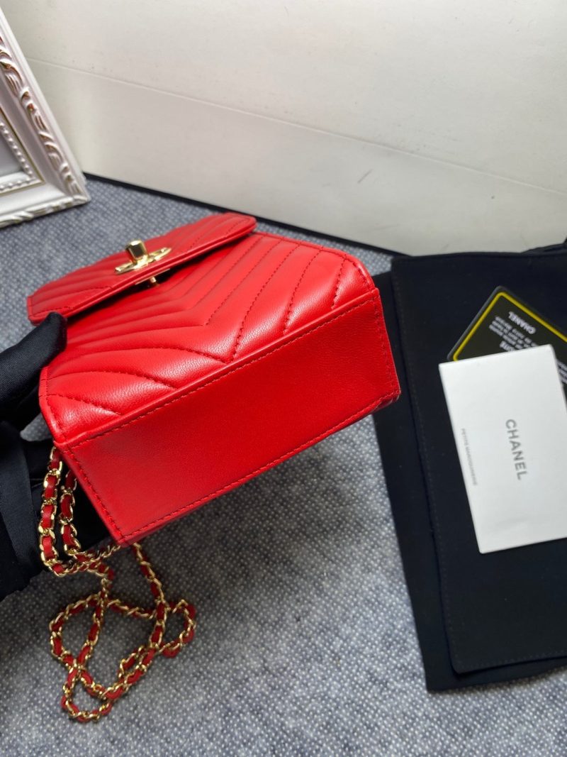CHL Chevron Trendy CHL Phone Red Bag For Women 18cm/7in - Image 6