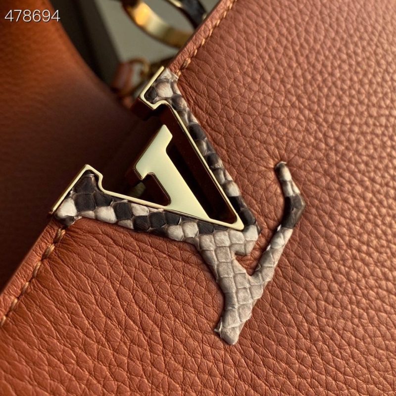 LV Woven Capucines Python Handle Bag 31cm Taurillon Leather Spring/Summer 2021 Collection N98388, Cognac - Image 8