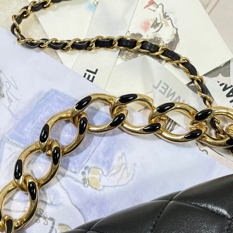 CHLLarge Flap Bag Gold Hardware Black For Women, Women’s Handbags, Shoulder Bags 9.1in/23cm AS3367 - Image 9