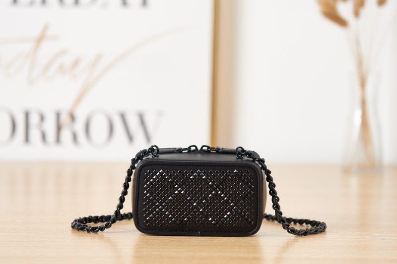 CHL Crystal Small Vanity with Chain Black Bag For Women 10cm/4in - Image 7